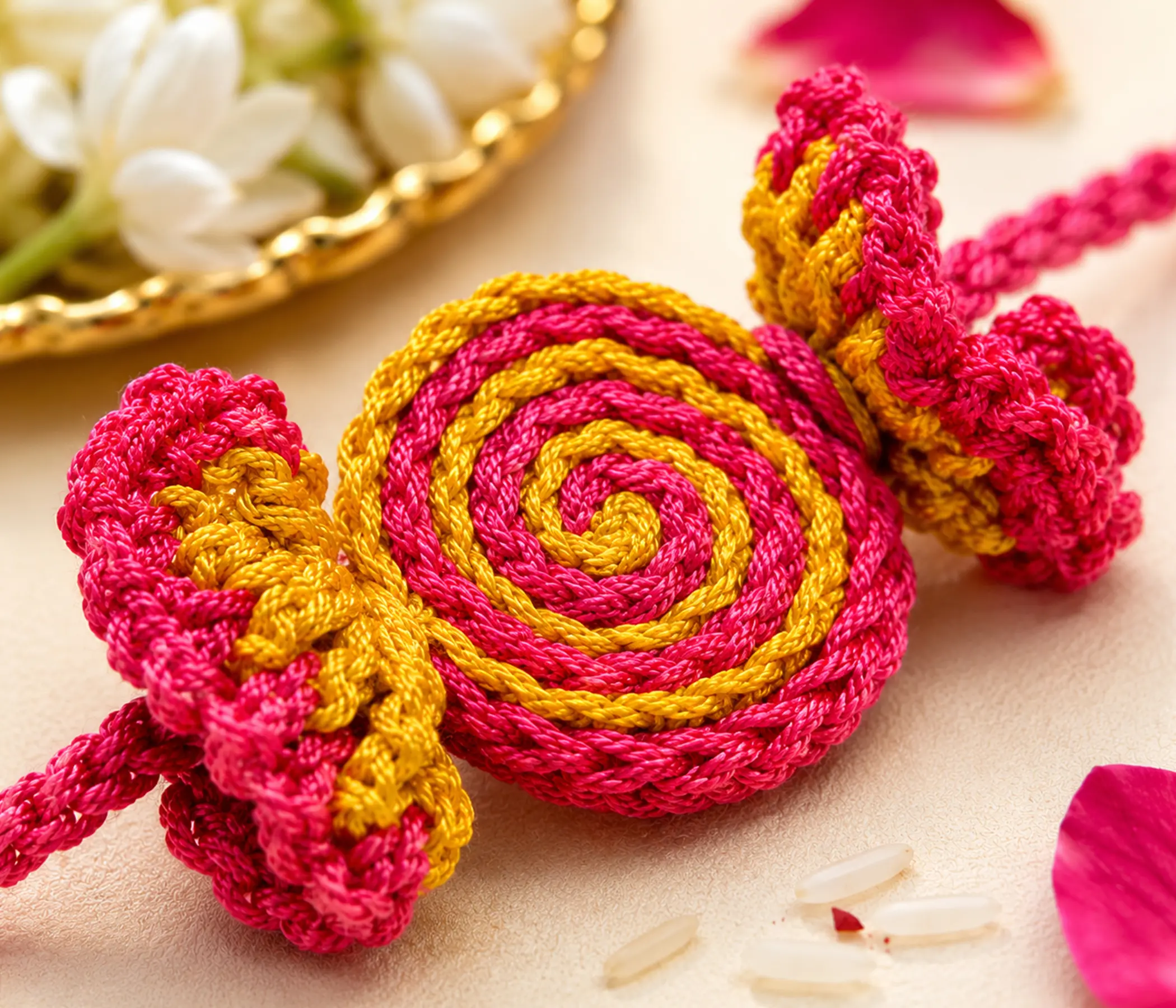 Sweet Candy Swirl Handcrafted Kids Crochet Rakhi